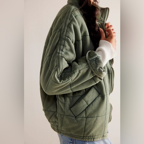 Free People Dolman Quilted Knit Jacket In Sea Spray Size XL - Picture 6 of 13